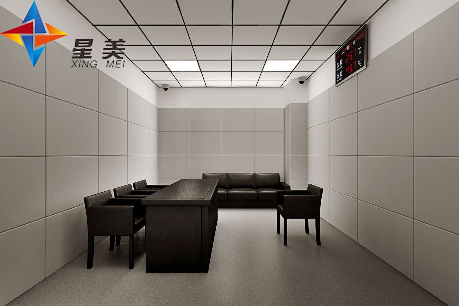 談話室軟包嚴(yán)格按照相關(guān)辦案場所建設(shè)規(guī)范設(shè)計尺寸